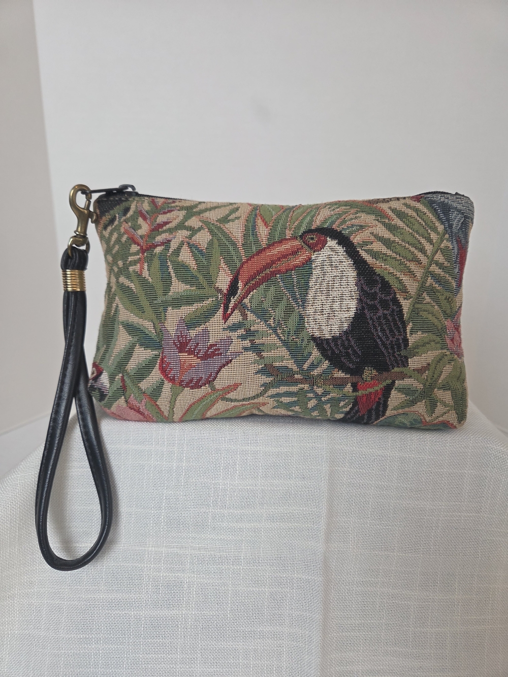 Tropical Toucan Tapestry Wristlet Clutch - Multicolor